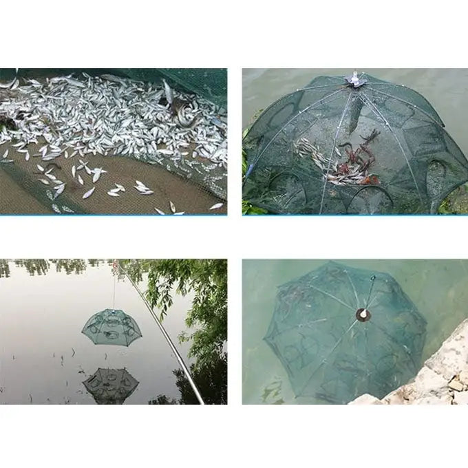 10 Holes Automatic Foldable Fishing Net Nylon Shrimp Crab Minnow Trap Fish Cast Net Fishing Tackle, 10 Holes
