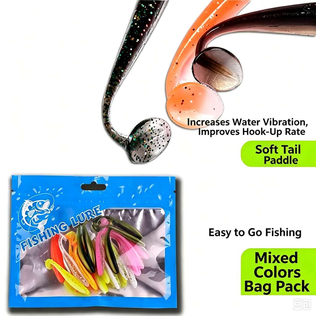 Complete Fishing Lure Kit, Lead Jig Head Hooks & T‑Tail Soft Plastic Worms, Freshwater Wild Fishing Baits for Bass, Mandarin Fish, Snakehead