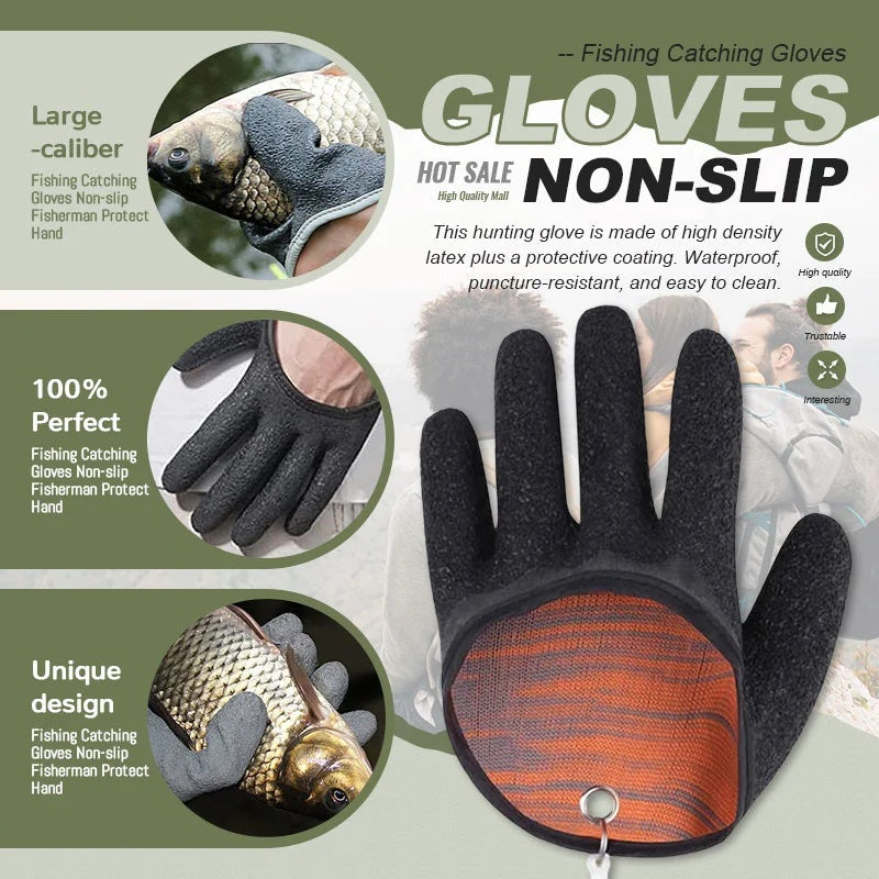 Anti Slip Fishing Gloves Puncture Resistant Latex
