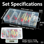 36Pcs Spoon Lures Set, Metal Spinner Baits, VIB Hard Lures, Long Cast Fishing Lures Kit, Single Hook Micro Jig Baits for Bass Pike Trout
