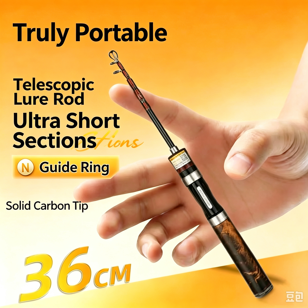 Ultra‑Short Telescopic L‑Action Fishing Rod, Portable Trout Micro Lure Rod with Click Sound Reel Seat for White Bass & Catapult Fishing