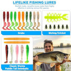 PLUSINNO Fishing Lures, 137Pcs Tackle Box with Tackle Included, Crankbaits, Spoon, Hooks, Weights & Other Accessories, Fishing Bait Lure Gear Kit Gift for Men Bass Freshwater