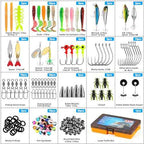 PLUSINNO Fishing Lures, 137Pcs Tackle Box with Tackle Included, Crankbaits, Spoon, Hooks, Weights & Other Accessories, Fishing Bait Lure Gear Kit Gift for Men Bass Freshwater
