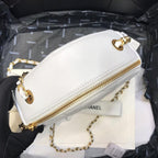 Chanel Runway white lambskin Leather Diamond Cut Bag Gold Chain