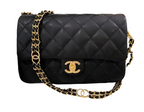 Chanel 23c Mini Flap Bag Chain Grained Calfskin Black