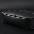 Gucci Black Leather Embossed Logo Belt Bag