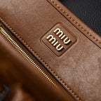 Miu Miu Leather Tote Bag – Elegant Caramel Brown
