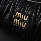 Miu Miu Matelassé Leather Hobo Bag – Black with Gold Hardware