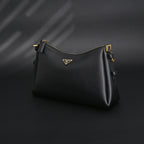 Prada Cleo Black Brushed Leather Shoulder Bag