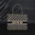Christian Dior Medium Book Tote – Black Oblique Embroidery