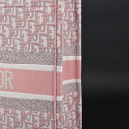Dior Book Tote Oblique Embroidered Canvas Bag – Large Pink