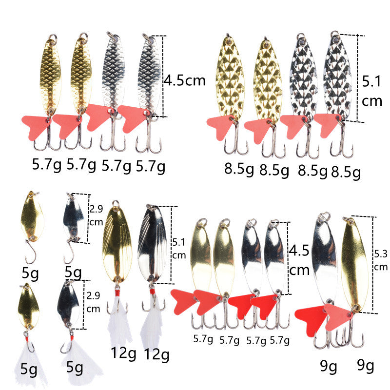 36Pcs Spoon Lures Set, Metal Spinner Baits, VIB Hard Lures, Long Cast Fishing Lures Kit, Single Hook Micro Jig Baits for Bass Pike Trout