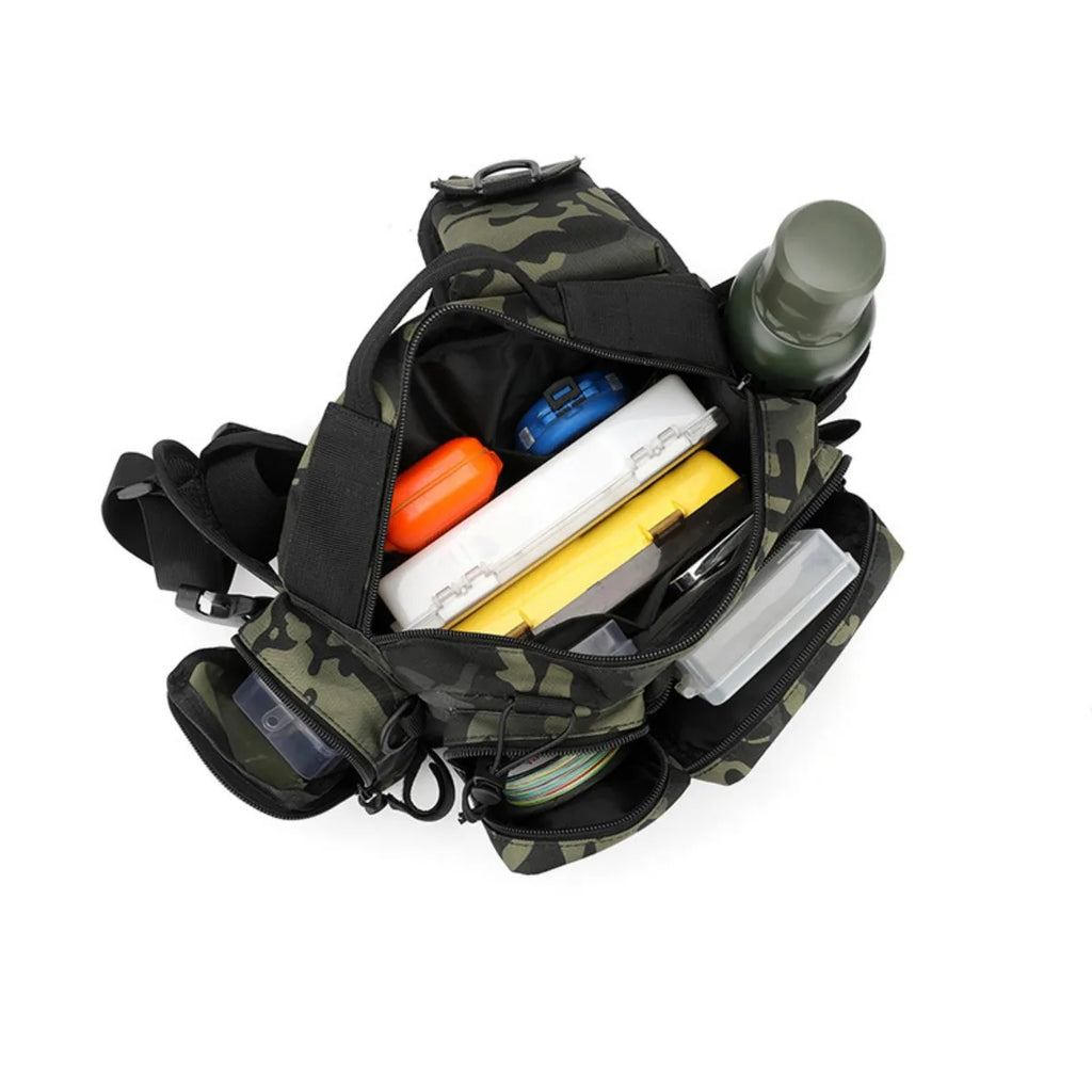 Large Camo Fishing Tackle Bag – Waist, Crossbody & Shoulder