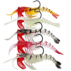 Multi-section Lead Head Soft Shrimp Fake Bait Freshwater Sea Fishing Lure, 5 Color / Set