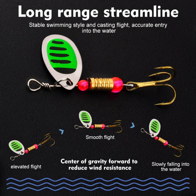 SOMYTE 12pcs /Box Spinnerbait Fishing Lures Set 360-degree Rotating Reflective Sequins lures with Feather & Treble Hooks