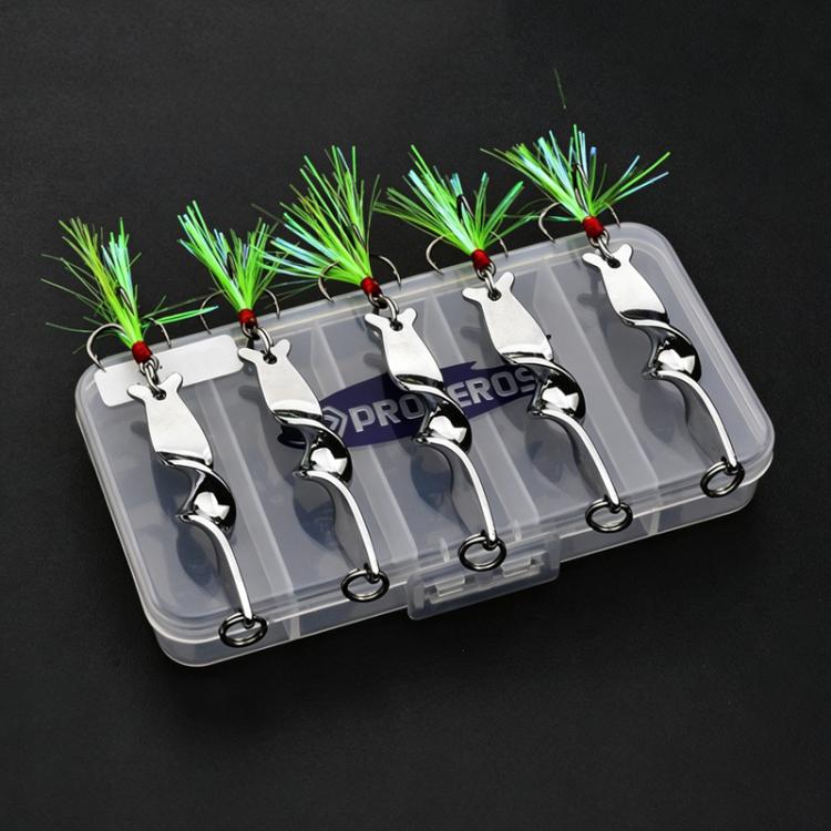 PROBEROS 5pcs /Box Spiral Metal Spinner Fishing Lures Kit 360-Degree High Speed Rotating Spoon Baits, 10G, 14G, 21G, 28G