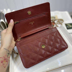 Chanel Classic Wallet on chain Burgundy caviar
